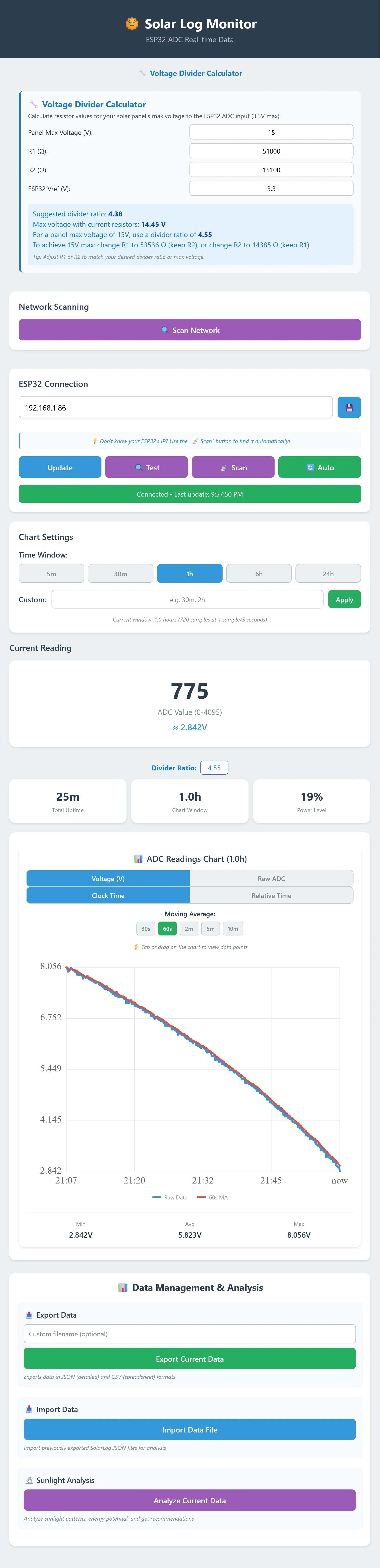 Full screenshot of the SolarLog client view